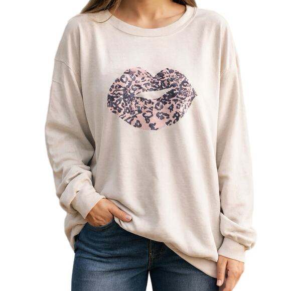 Wildfox Leopard Lips Soft Cozy Jumper - Women's XXL - Picture 1 of 8